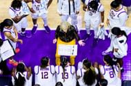 Head coach Kim Mulkey of the LSU Tigers in action against the Troy Trojans on November 18, 2024 at the Pete Maravich Assembly Center in Baton Rouge, Louisiana. Photo: Getty