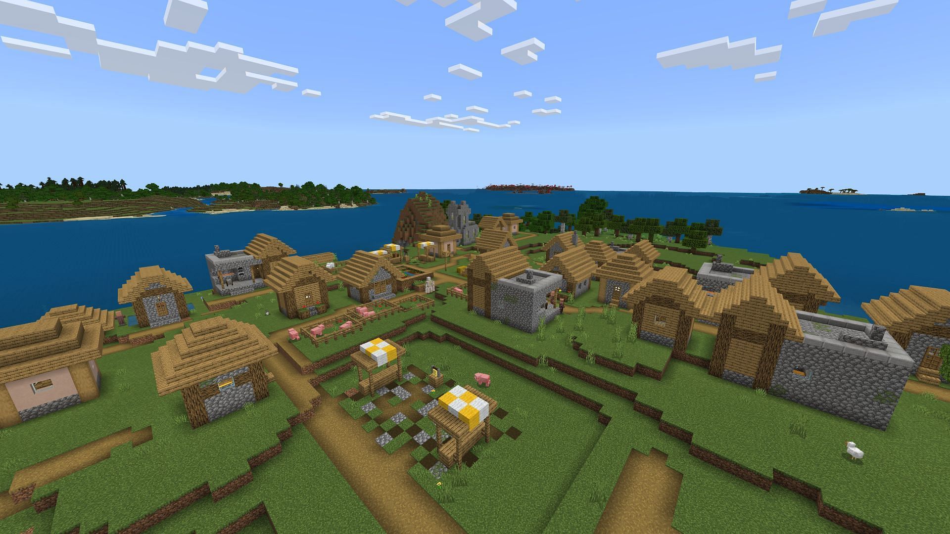 Armorer&#039;s Island features a fortified and covered location (Image via Mojang Studios)