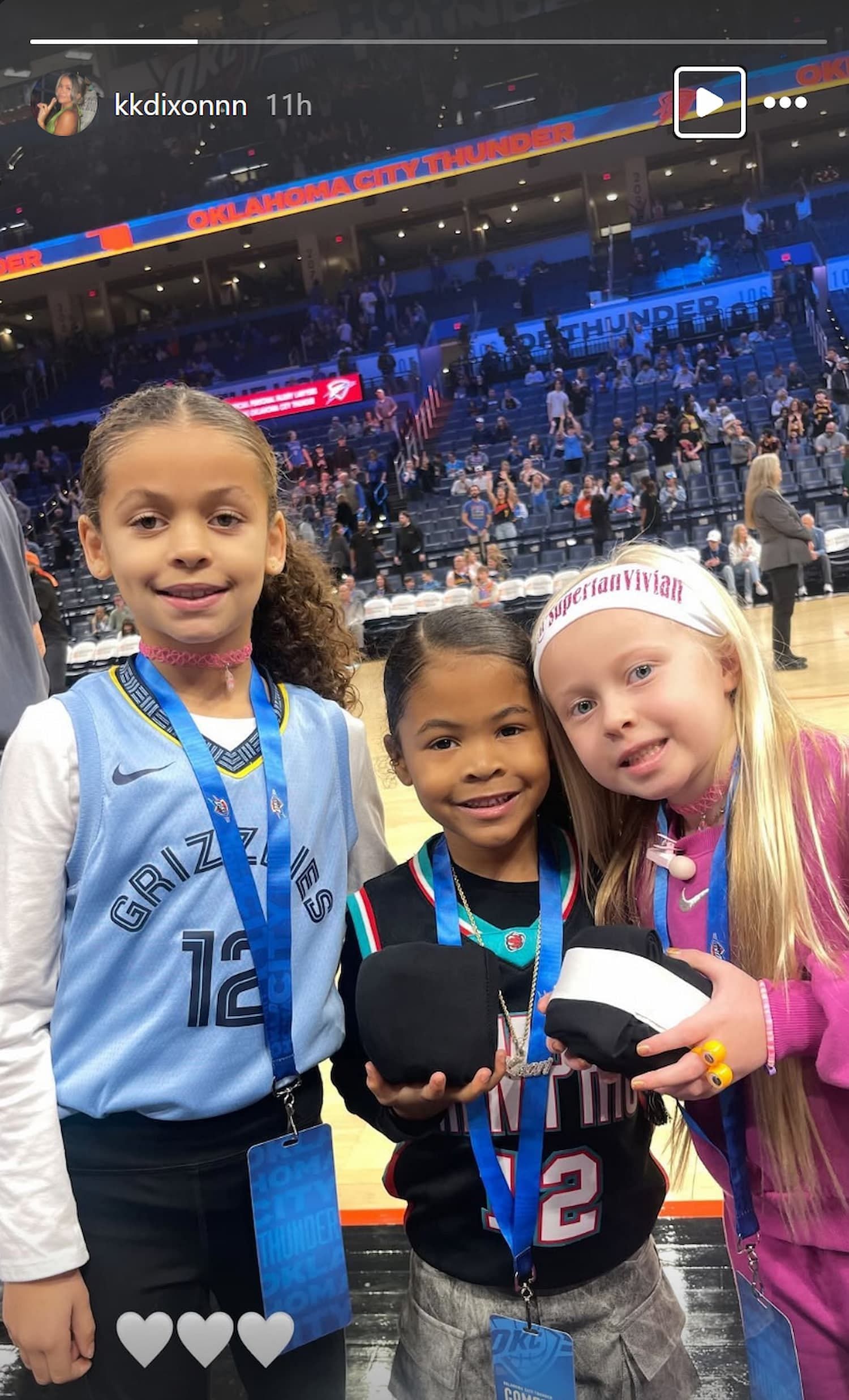 KK Dixon takes daughter to watch Grizzlies-Thunder game (Photo credits: @kkdixonnn on Instagram)