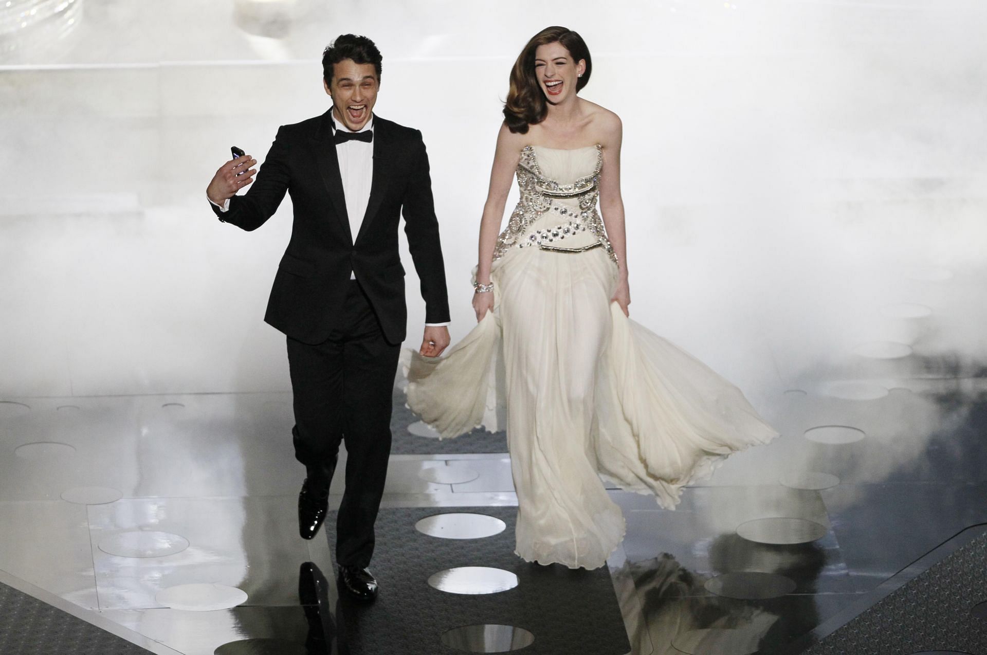 James Franco and Anne Hathaway enter the stage during the 83rd Annual Academy Awards at the Kodak T - Source: Getty