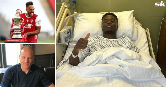 Pierre-Emerick Aubameyang and Dennis Bergkamp react as Arsenal star Bukayo Saka shares messege after suffering injury blow