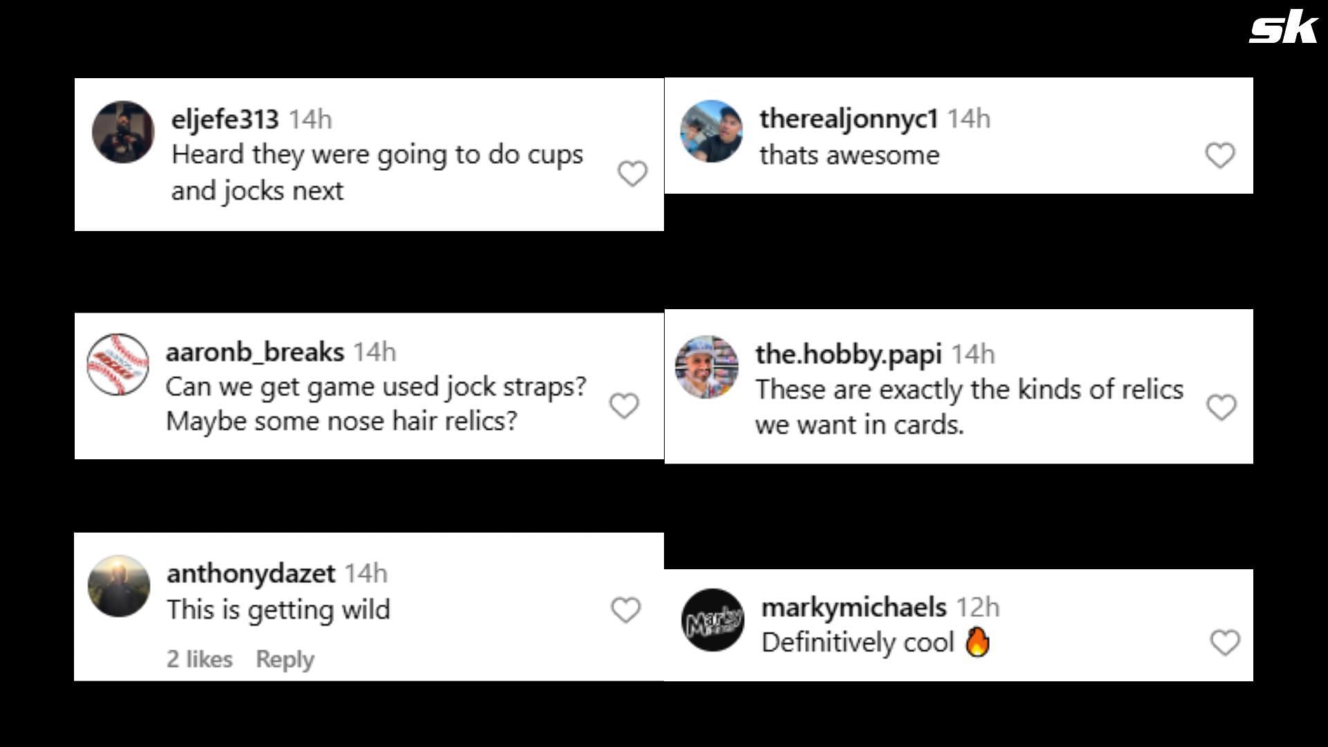 Screenshots of fan comments on the Instagram post