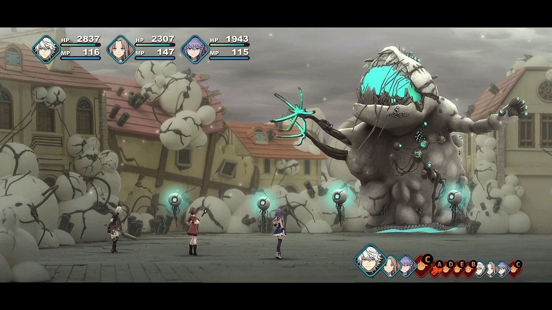 Leo and friends facing Mechteria Blob and his Mecha Jellyfishes (Image via Square Enix)