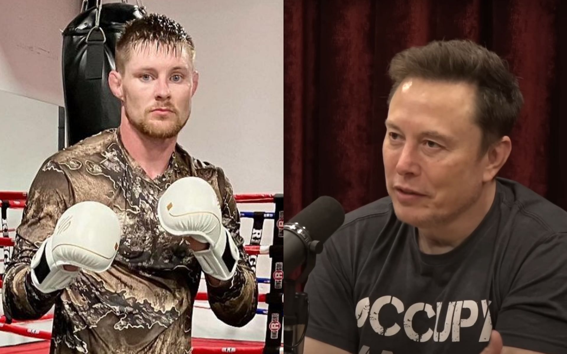 Bryce Mitchell (left) slammed Elon Musk (right). [Image courtesy: @thugnasty_ufc on Instagram and @joerogan on Youtube]