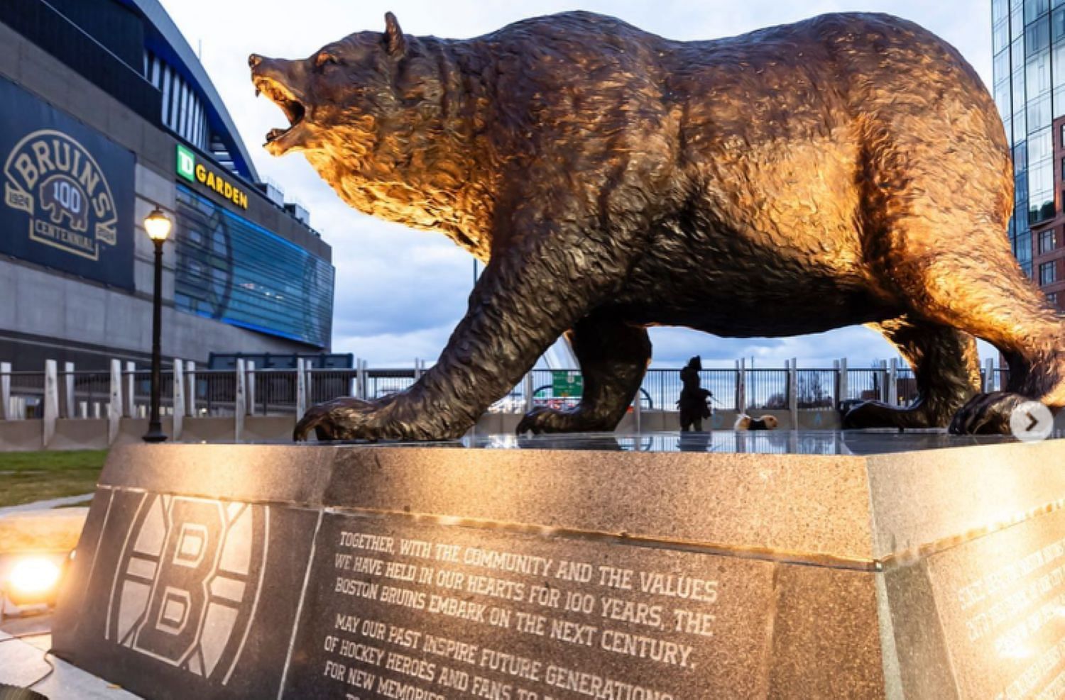 Boston Bruins unveil 3500-pound bronze Centennial Legacy Monument - Source: Official Bruins Instagram Post