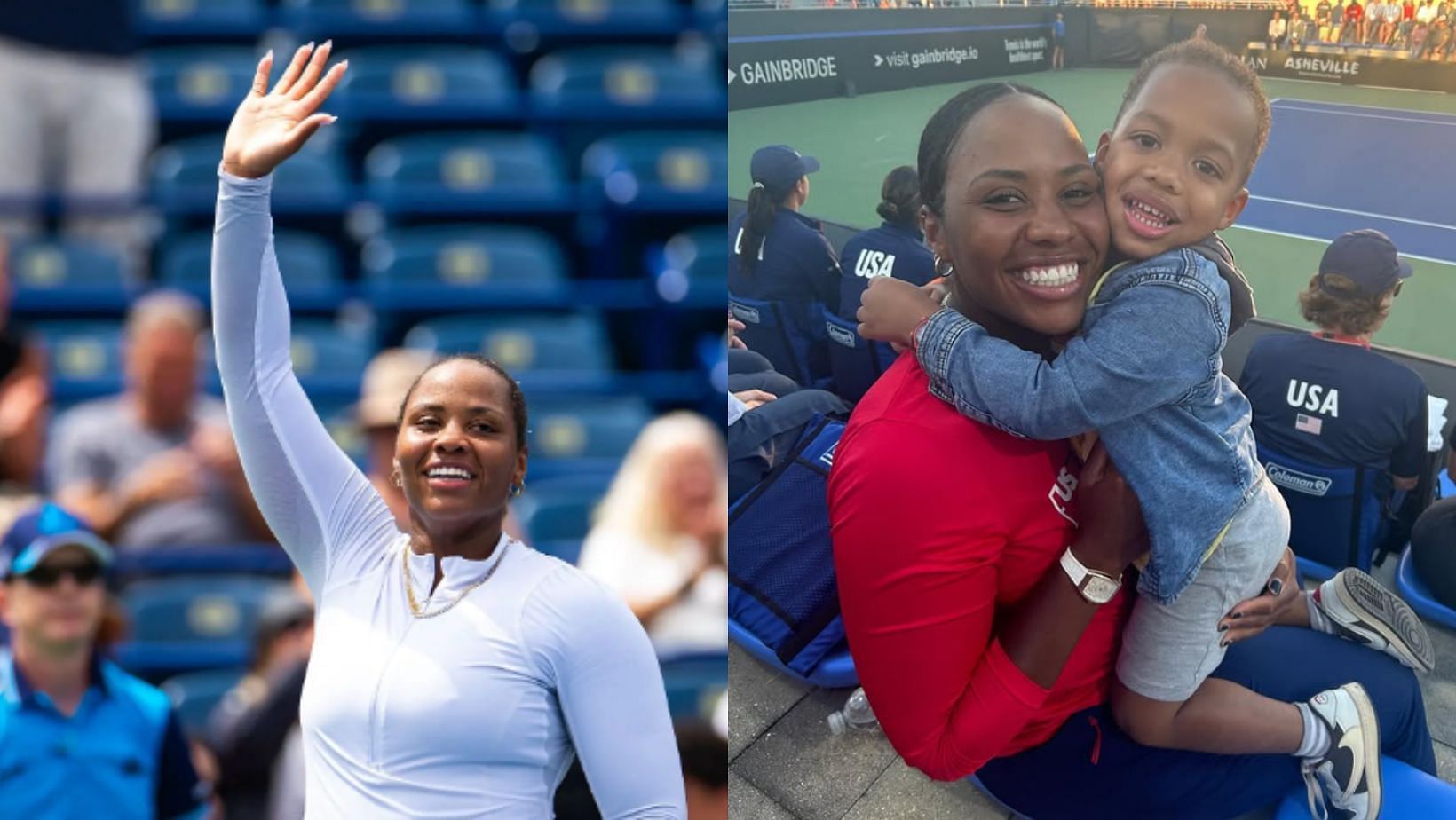 Taylor Townsend juggles training and motherhood (Image Source: Left - Getty, Right - Taylor Townsend