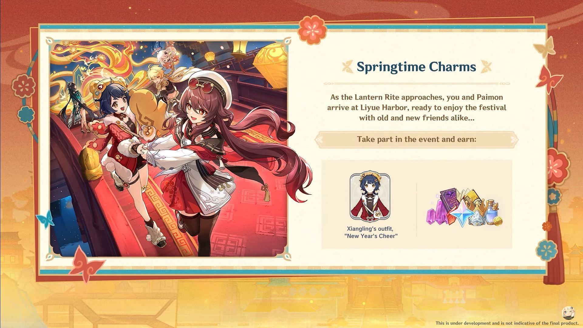 Springtime Charms event rewards (Image via HoYoverse)