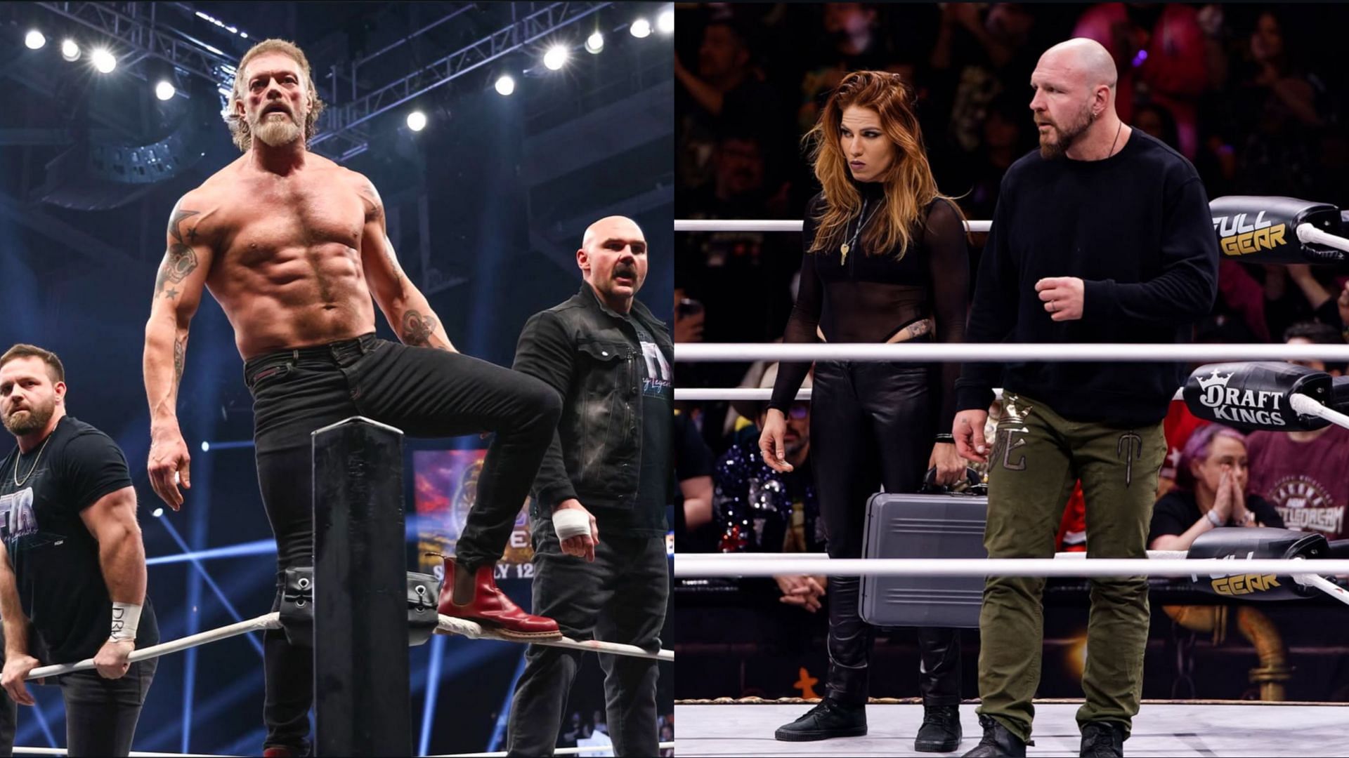 Rated FTR (left) and Jon Moxley and Marina Shafir (right) (Image credits: AEW&rsquo;s Instagram)