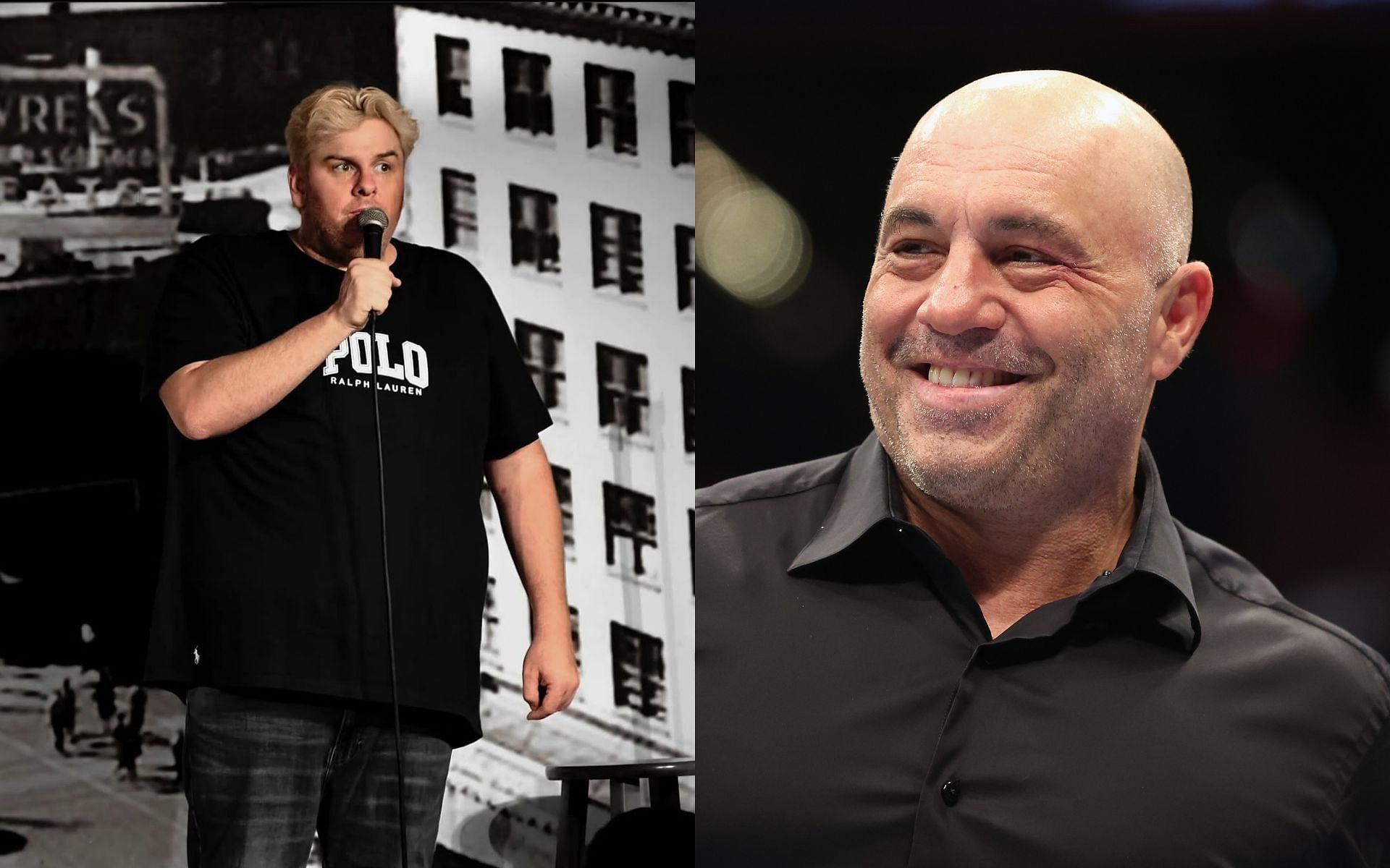 Tim Dillon (left) and Joe Rogan (right) were all smiles while discussing Dillon