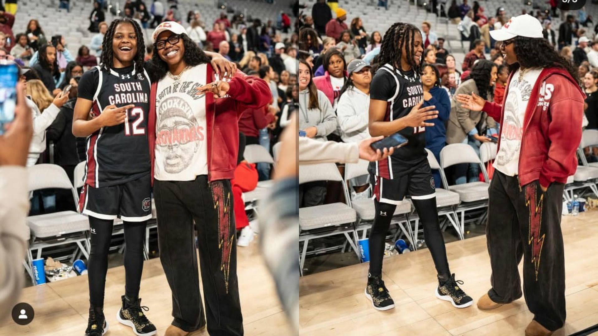 MiLaysia Fulwiley and Arike Ogunbowale link up after South Carolina