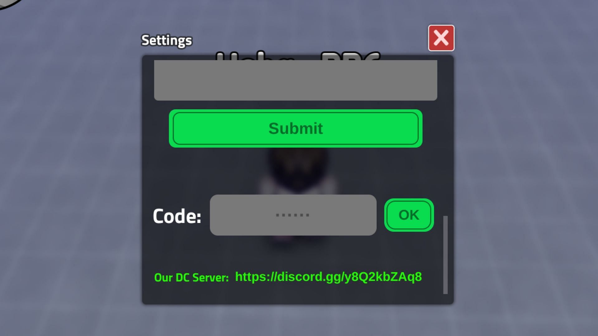 Redeem codes in Factory RNG (Image via Roblox)