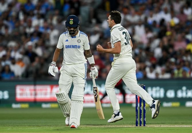 [Watch] KL Rahul perishes to a short ball by Pat Cummins for 7 in BGT 2024-25 2nd Test