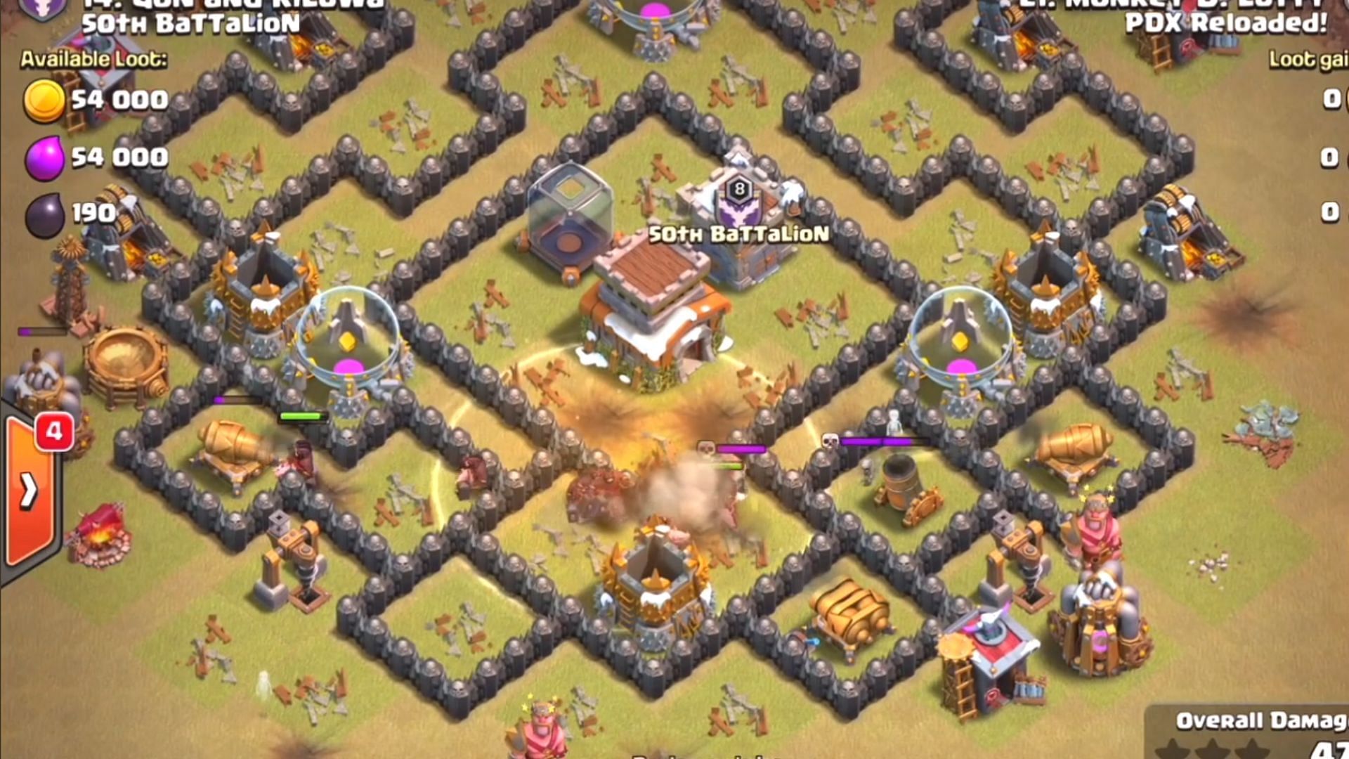 Town Hall 8 Mass Hogs attack strategy (Image via SuperCell)