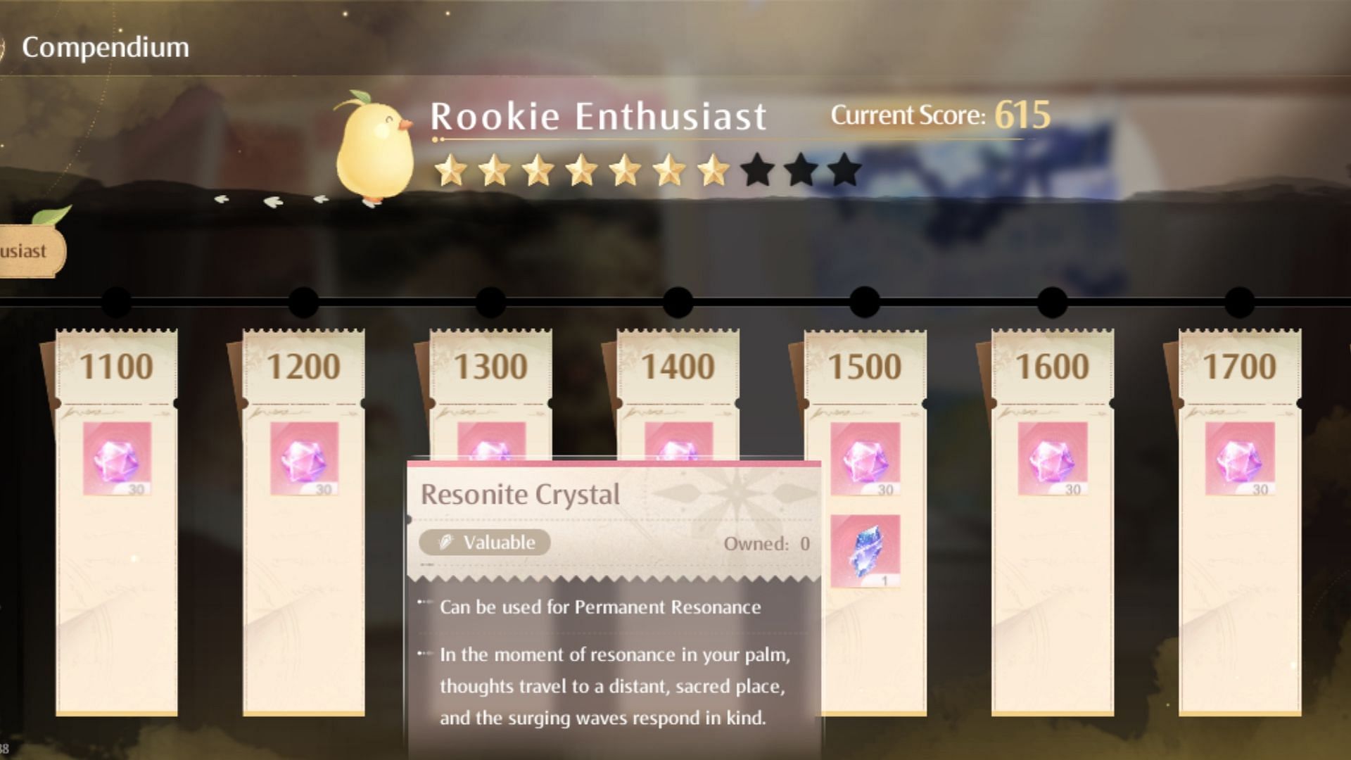 Compendium rating, Rookie Enthusiast (Image via InFold Games)