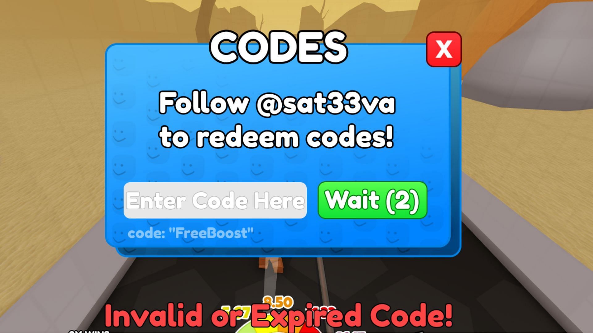 Zombie Race invalid code issue (Image via Roblox)