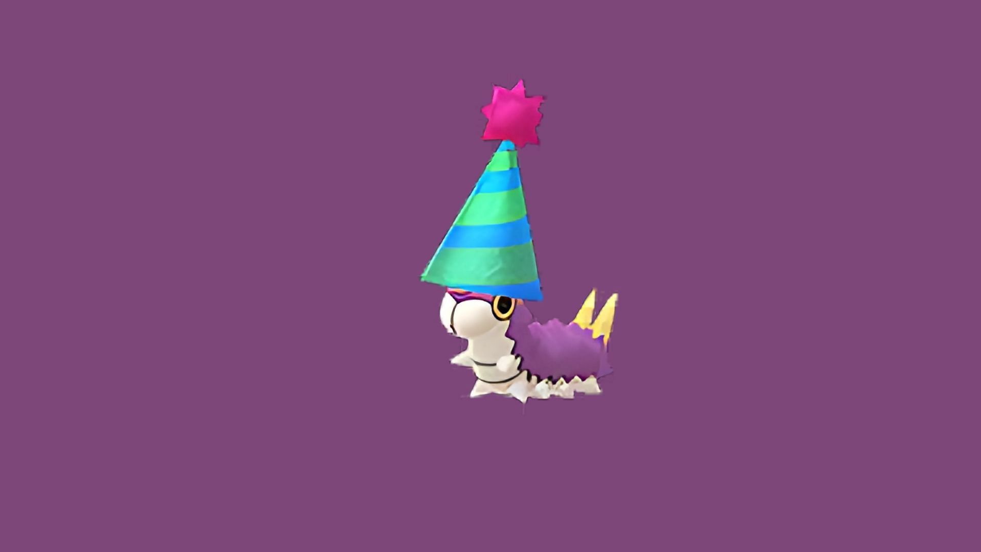 Wurmple wearing a Party Hat (Image via The Pokemon Company)