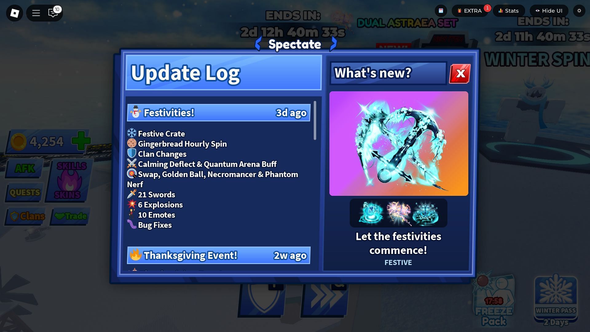 In-game update log (Image via Roblox)