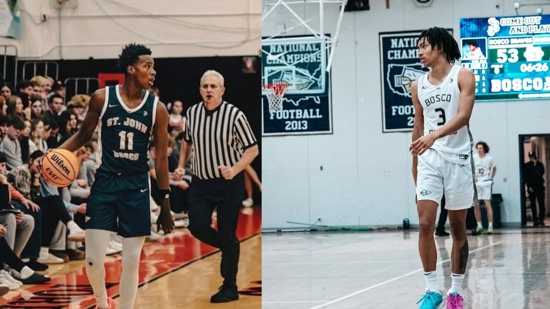 5-star prospect Christian Collins combines with Harvard commit teammate to lead St. John Bosco to 13th straight victory of the season. (Images via Instagram @_christianncollins_ and @elzieharrington)