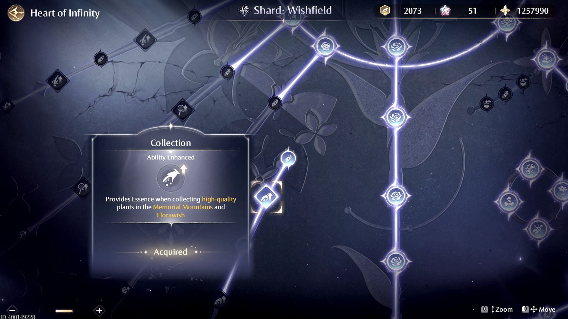 Unlock the Essence Collection Ability from Heart of Infinity (Image via Infold Games)