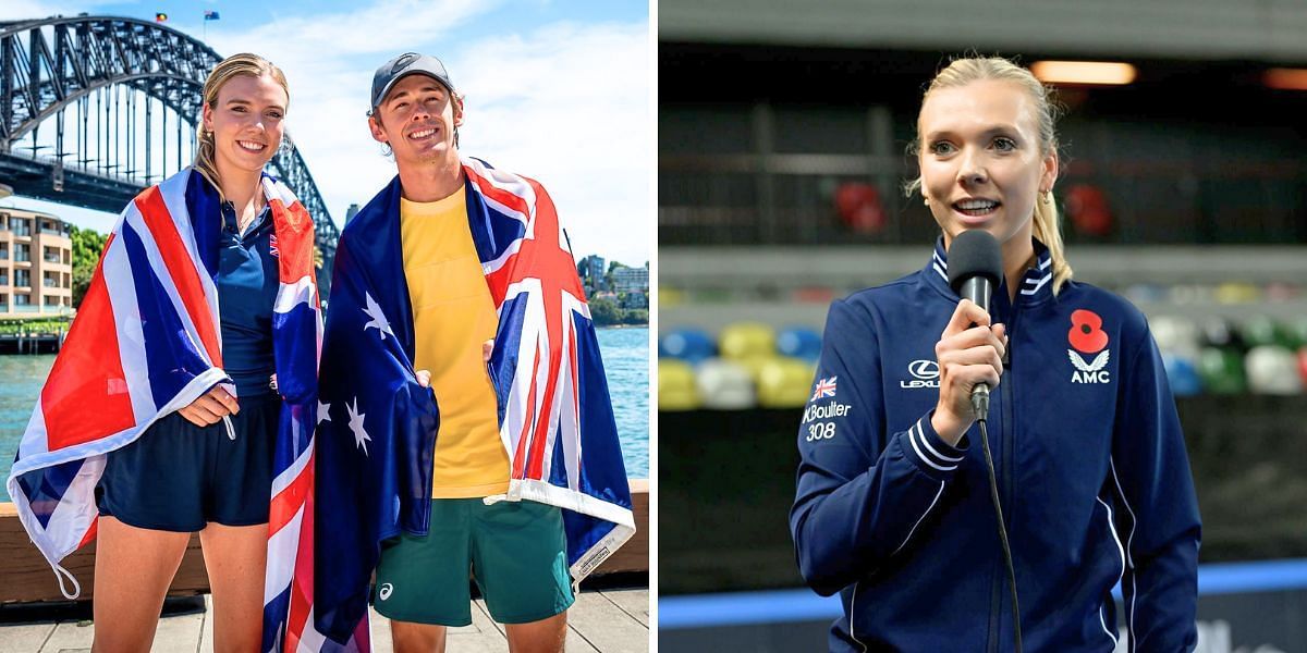 Katie Boulter (R) with her fiance Alex de Minaur (L) [Image Source: Getty Images]