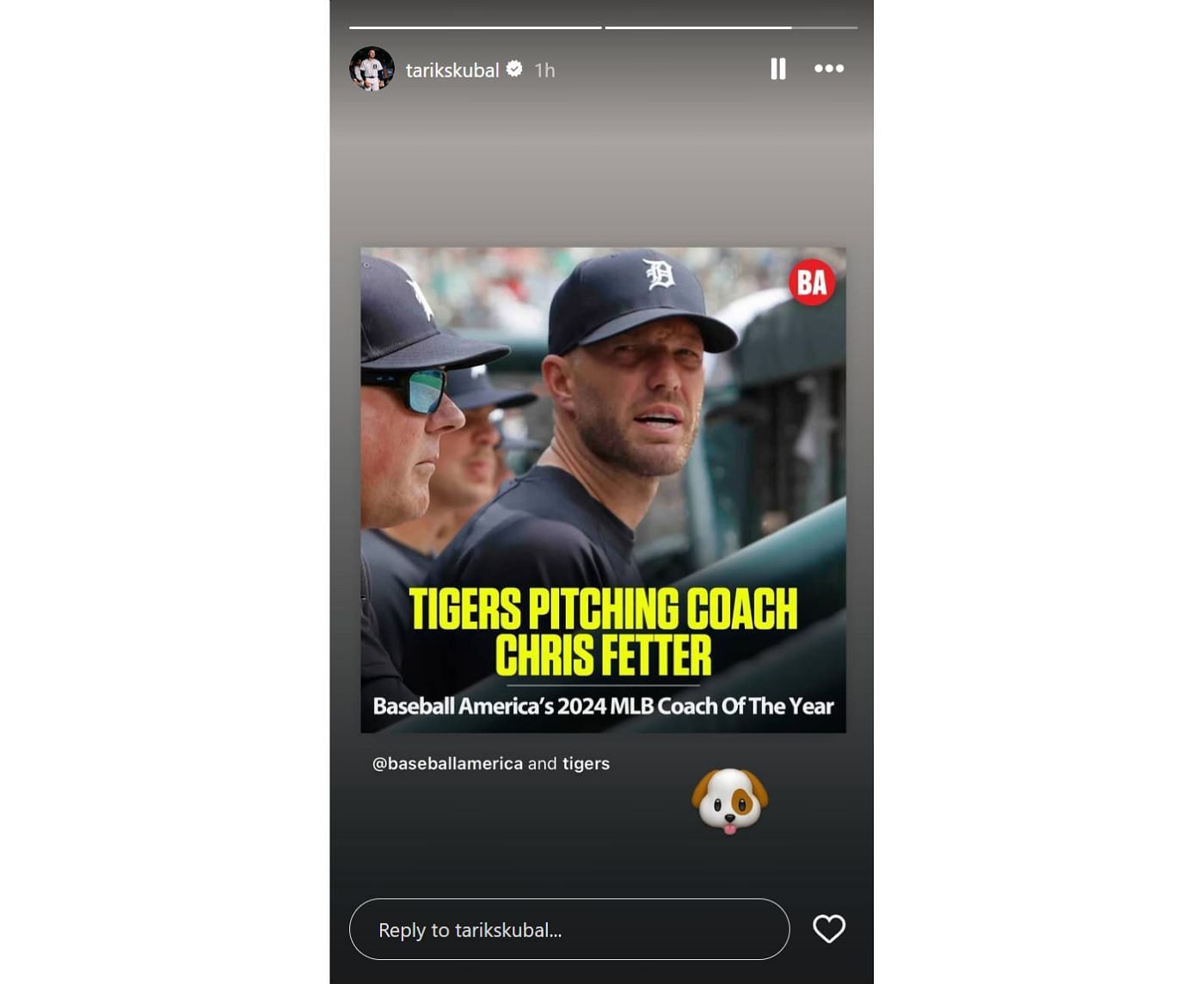 Tarik Skubal praises Chris Fetter (credit: tarikskubal/Instagram)