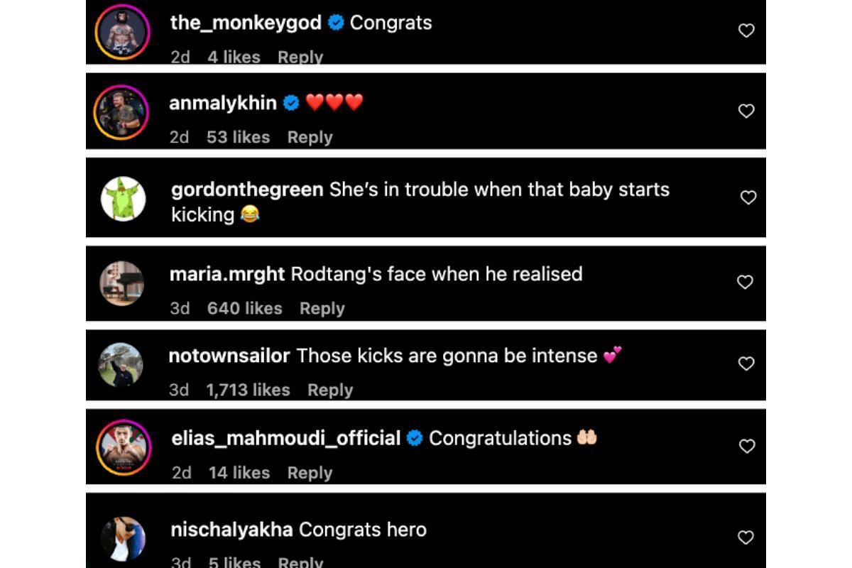 Screenshot of fans&#039; comments