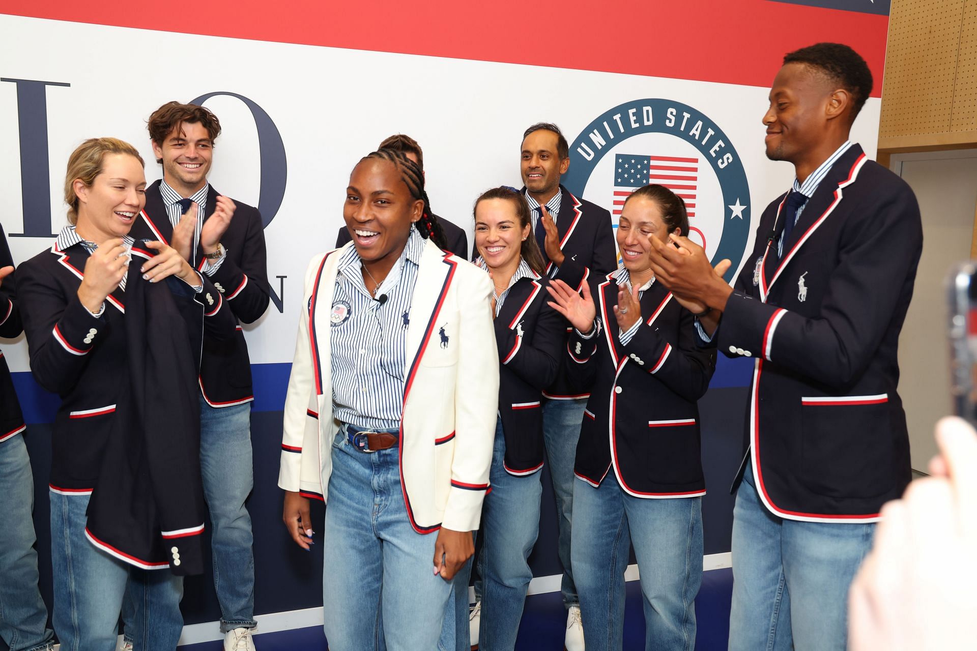 Coco Gauff and Christopher Eubanks with other players from the US Olympics tennis contingent (Image Source: Getty)