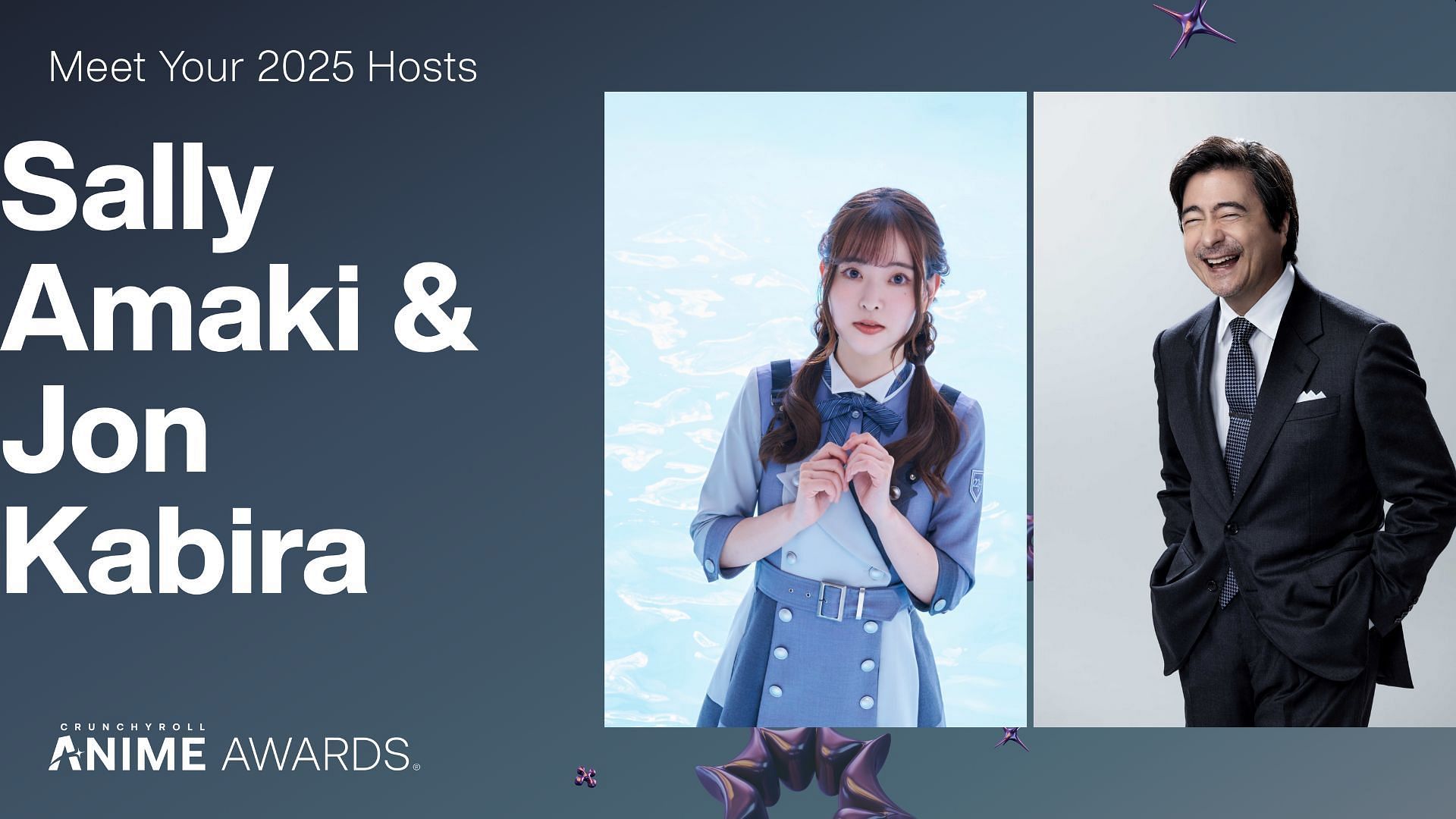 Sally Amaki and Jon Kabira are set to host the award program (Image via Crunchyroll)