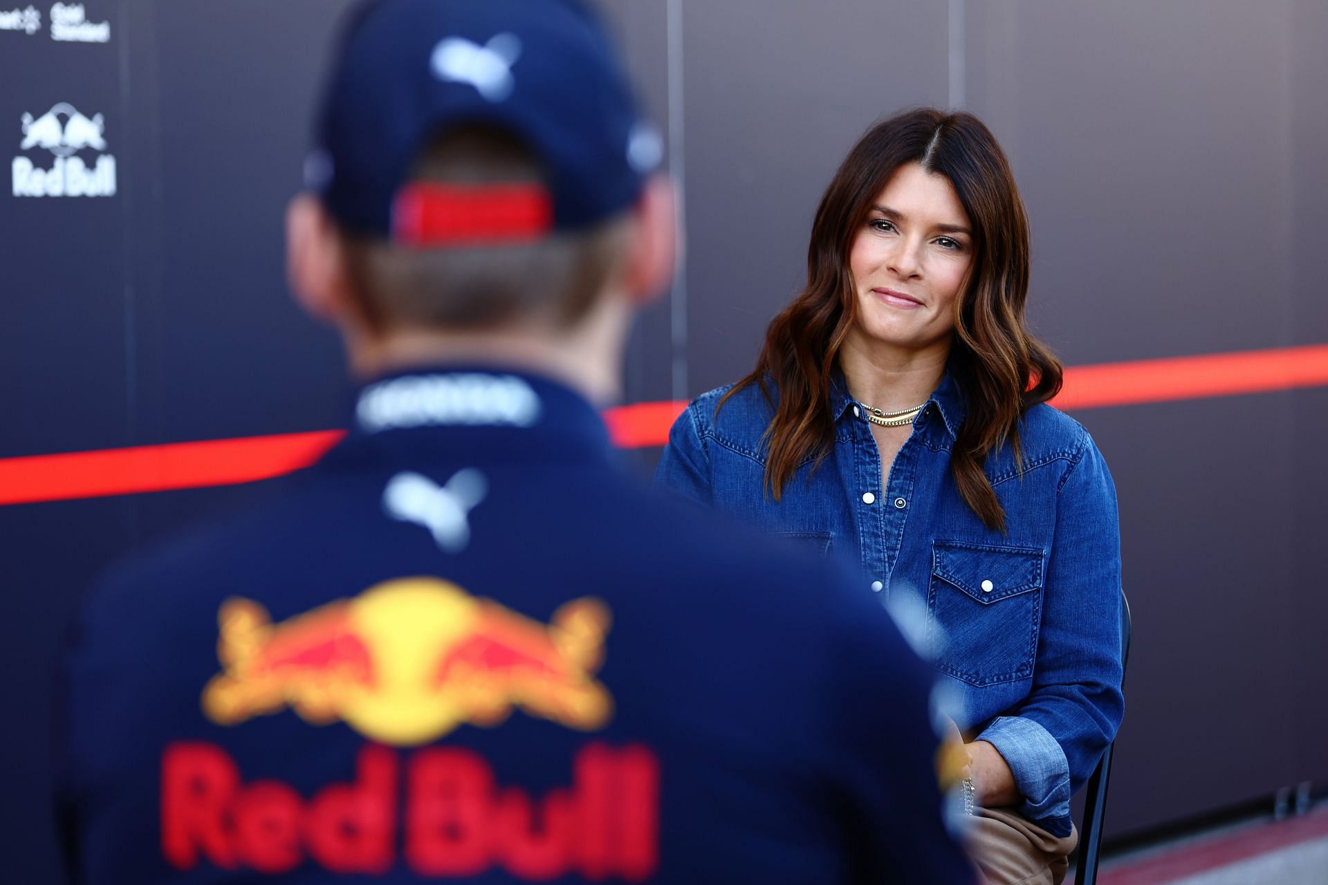 Danica Patrick interviews Max Verstappen at the 2022 F1 Grand Prix of USA - Source: Getty