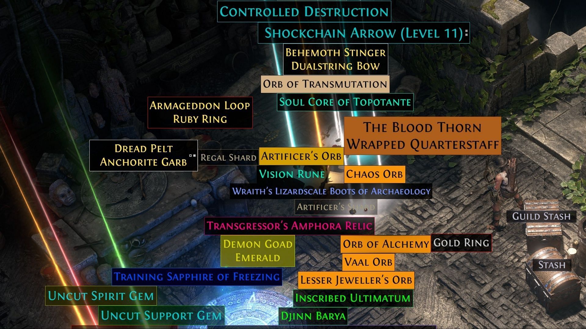 It&#039;s much easier to see the important things with a Loot Filter (Image via Grinding Gear Games forums)