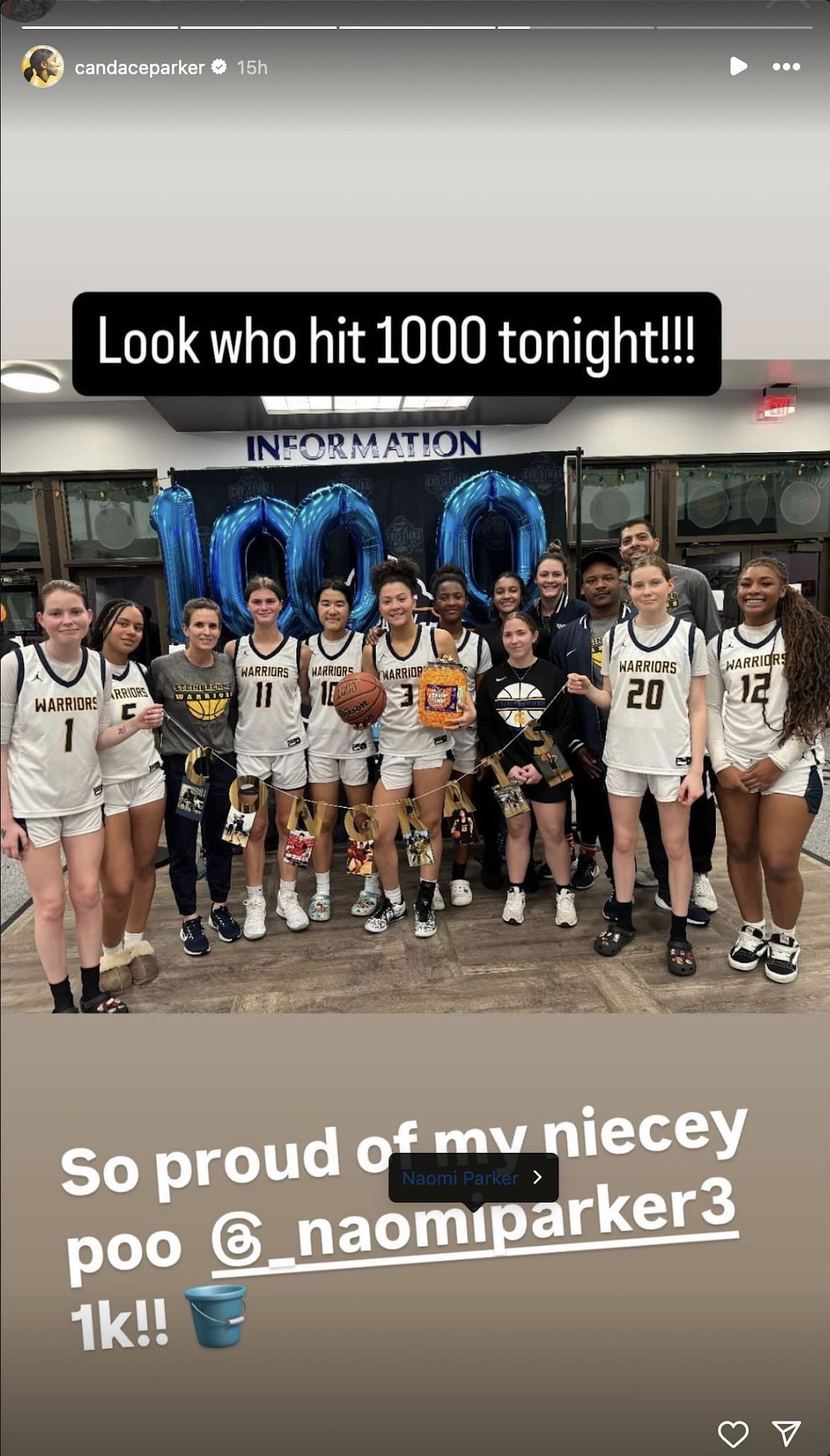 WNBA legend Candace Parker showers praise on niece Naomi Parker's 1000 ...