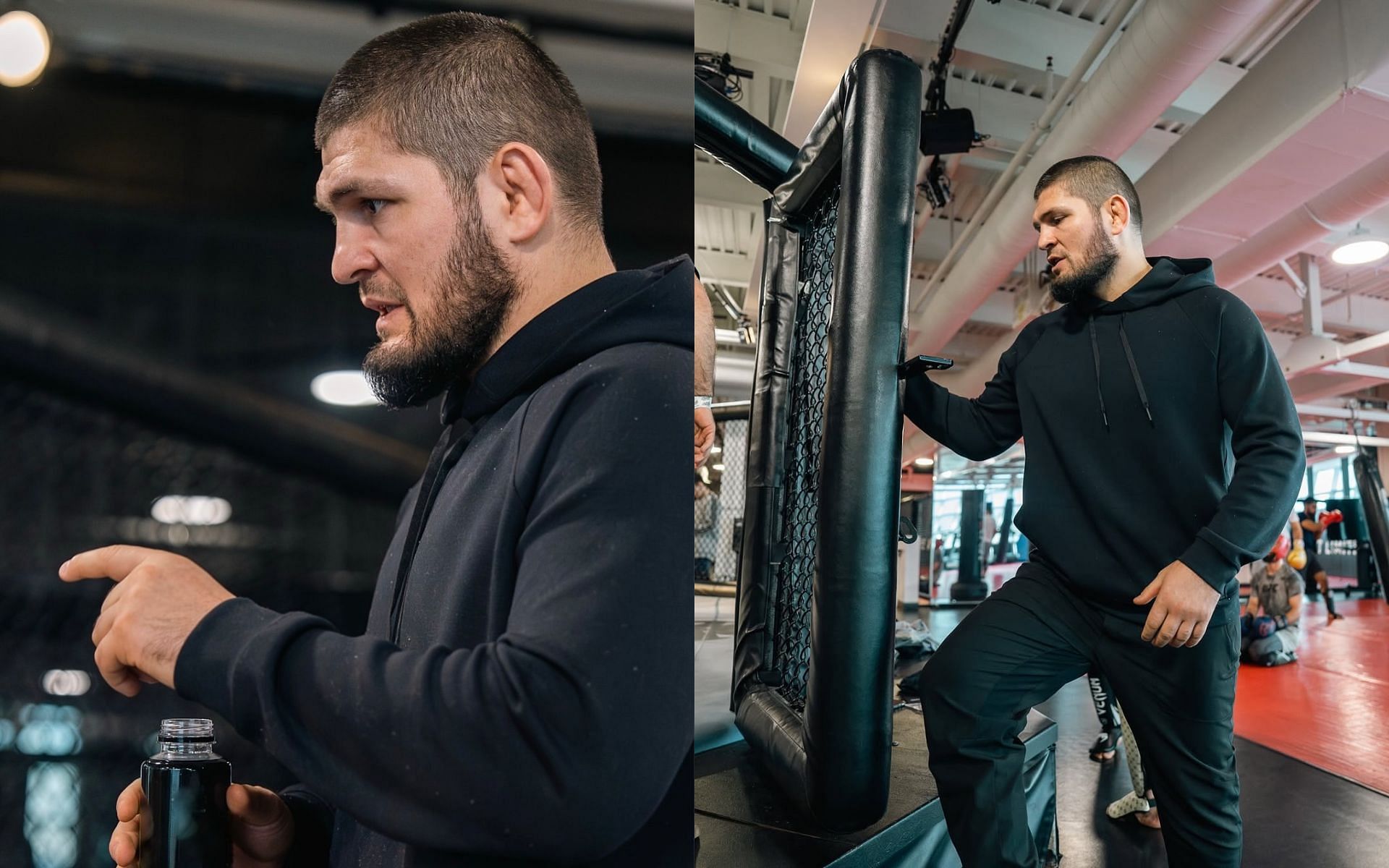 Screenshots of Khabib Nurmagomedov training his AKA teammates. [Images courtesy: @khabib_nurmagomedov on Instagram]