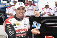 Team Penske's Scott McLaughlin with the pole position sticker - Source: Getty