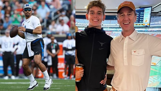 Jalen Hurts pays a touching tribute to Michael Jordan as he sits down with Arch Manning's dad Cooper Manning for an interview