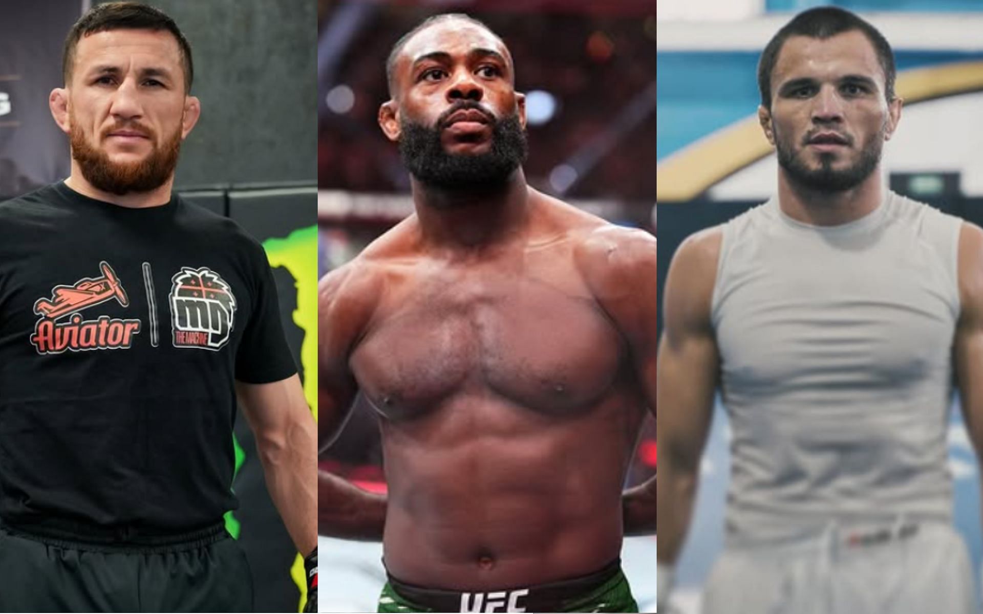 Merab Dvalishvili (left) did not tell Aljamain Sterling (center) initially about the fight against Umar Nurmagomedov (right). [Images courtesy: @merab.dvalishvili, @funkmastermma and @umar_nurmagomedov on Instagram]