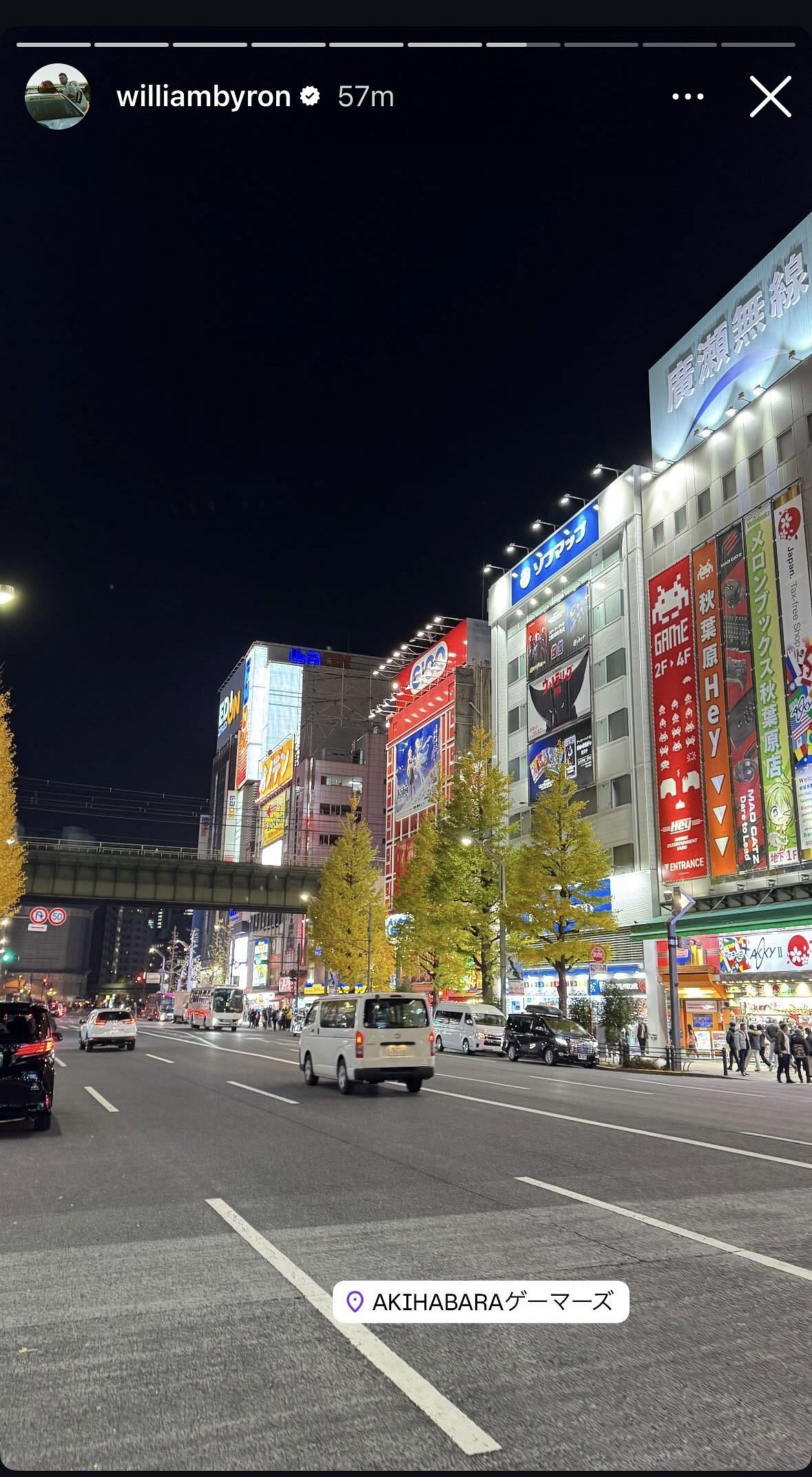 William Byron&#039;s story from Akihabara, Tokyo - Image via Instagram/ @williambyron