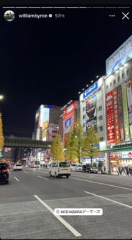 William Byron's story from Akihabara, Tokyo - Image via Instagram/ @williambyron