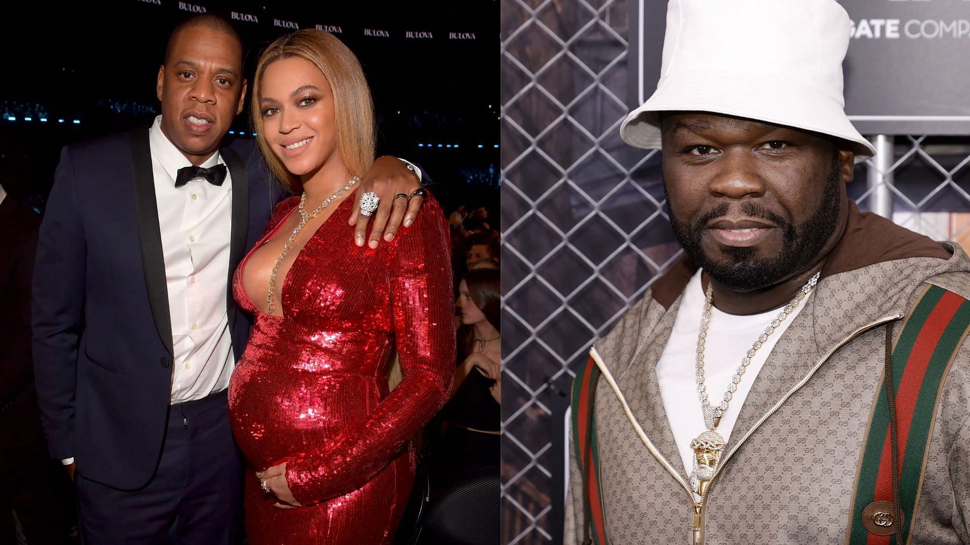 L to R: Jay-Z and Beyonce, 50 Cent (All images sourced from Getty)