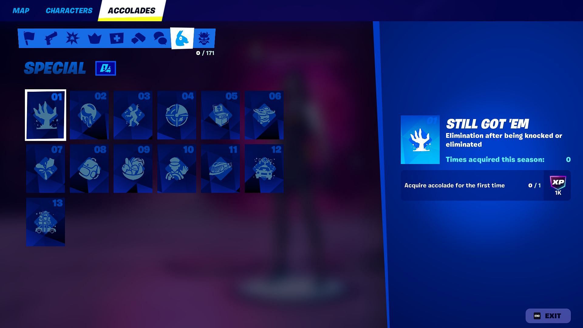 List of all Special Accolades in Fortnite Chapter 6 Season 1 (Image via Epic Games)