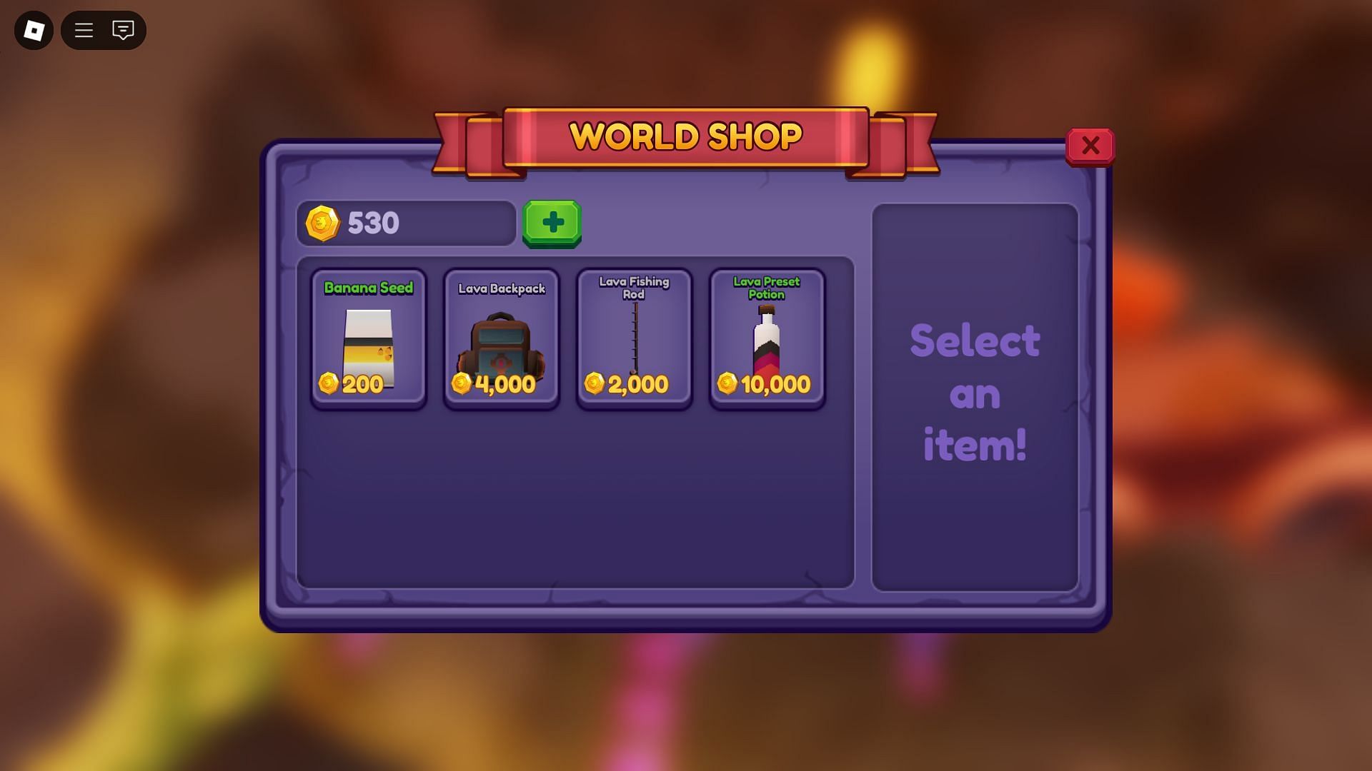 Volcano World Shop (Image via Roblox)