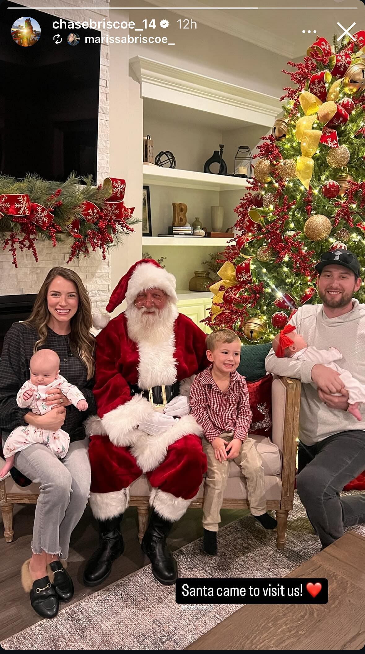 Chase Briscoe and his family with Santa - Image via Instagram/ @chasebriscoe