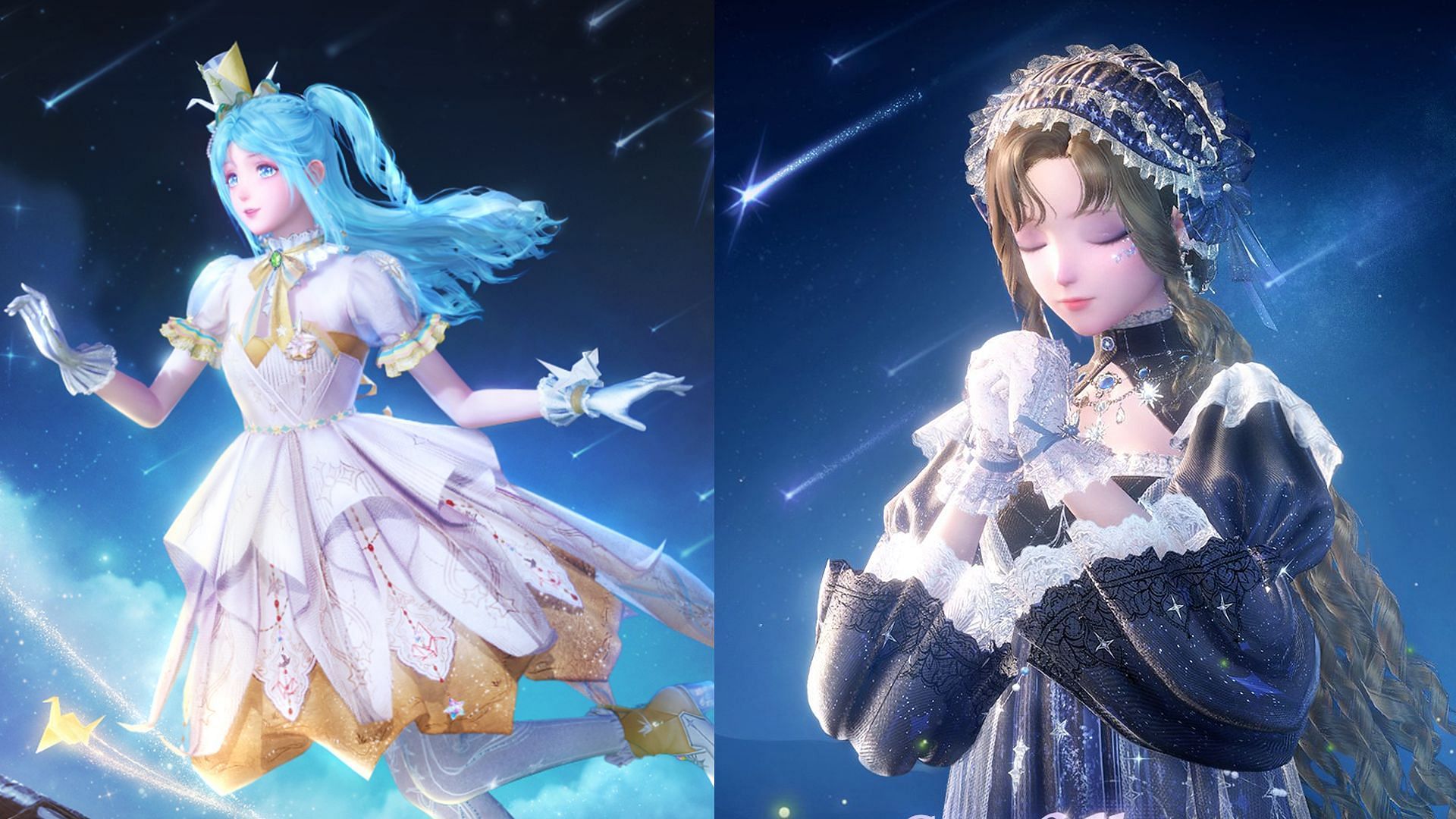 Wings of Wishes and Starfall Radiance outfits (Image via Infold Games)