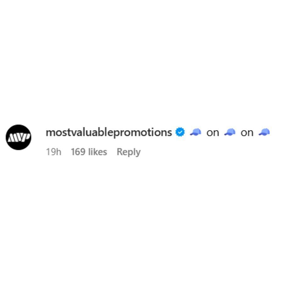 Most Valuable Promotions&#039; comment on Conor McGregor&#039;s Instagram post