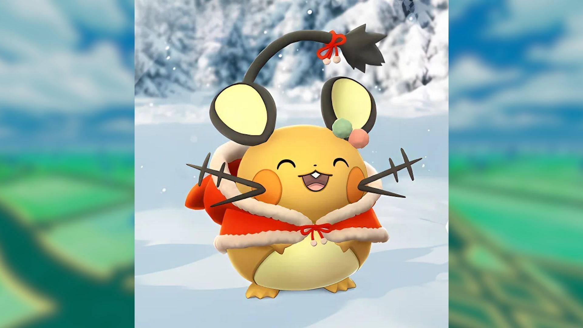 Holiday-costumed Dedenne that is debuting during the event (Image via The Pokemon Company)