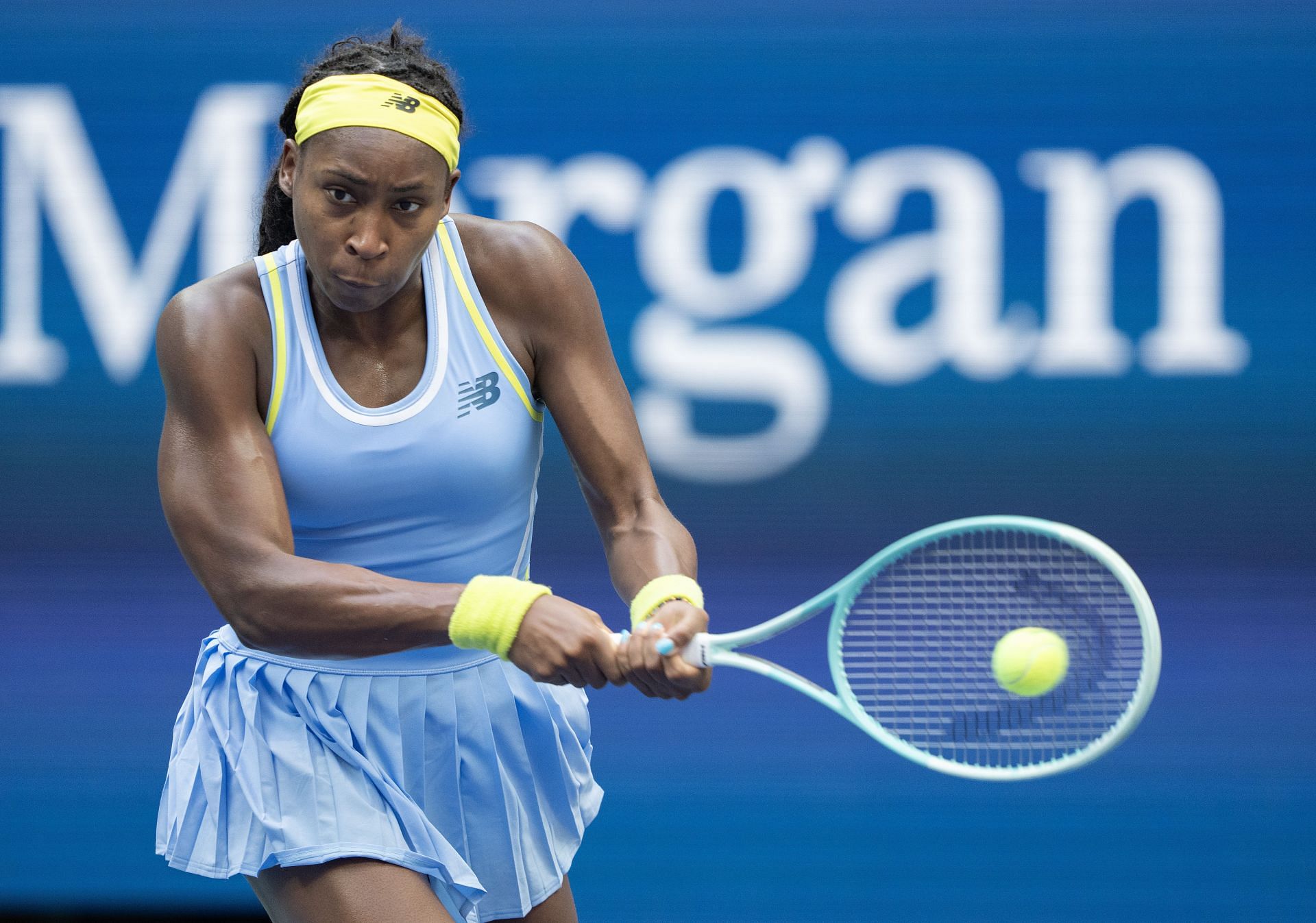 Coco Gauff in action at the 2024 US Open (Source: Getty)