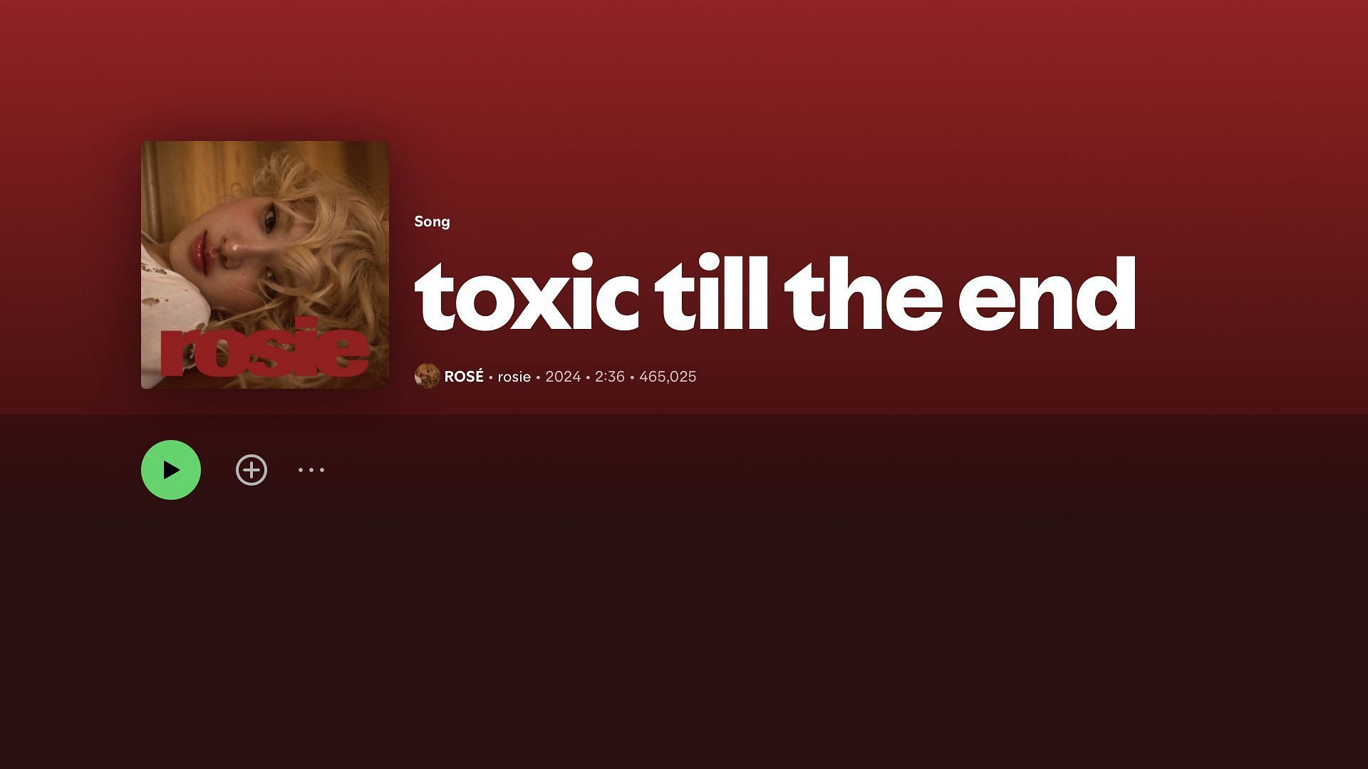 Track 4 on ROS&Eacute;&#039;s debut studio album &#039;Rosie&#039; released to streaming platforms on December 6, 2024 (Image via Spotify)