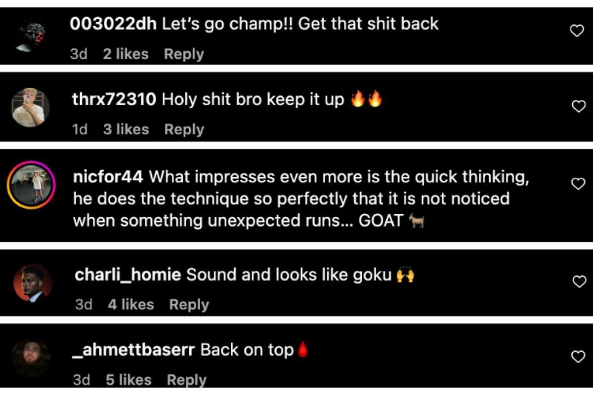 Screenshot of fans&#039; comments