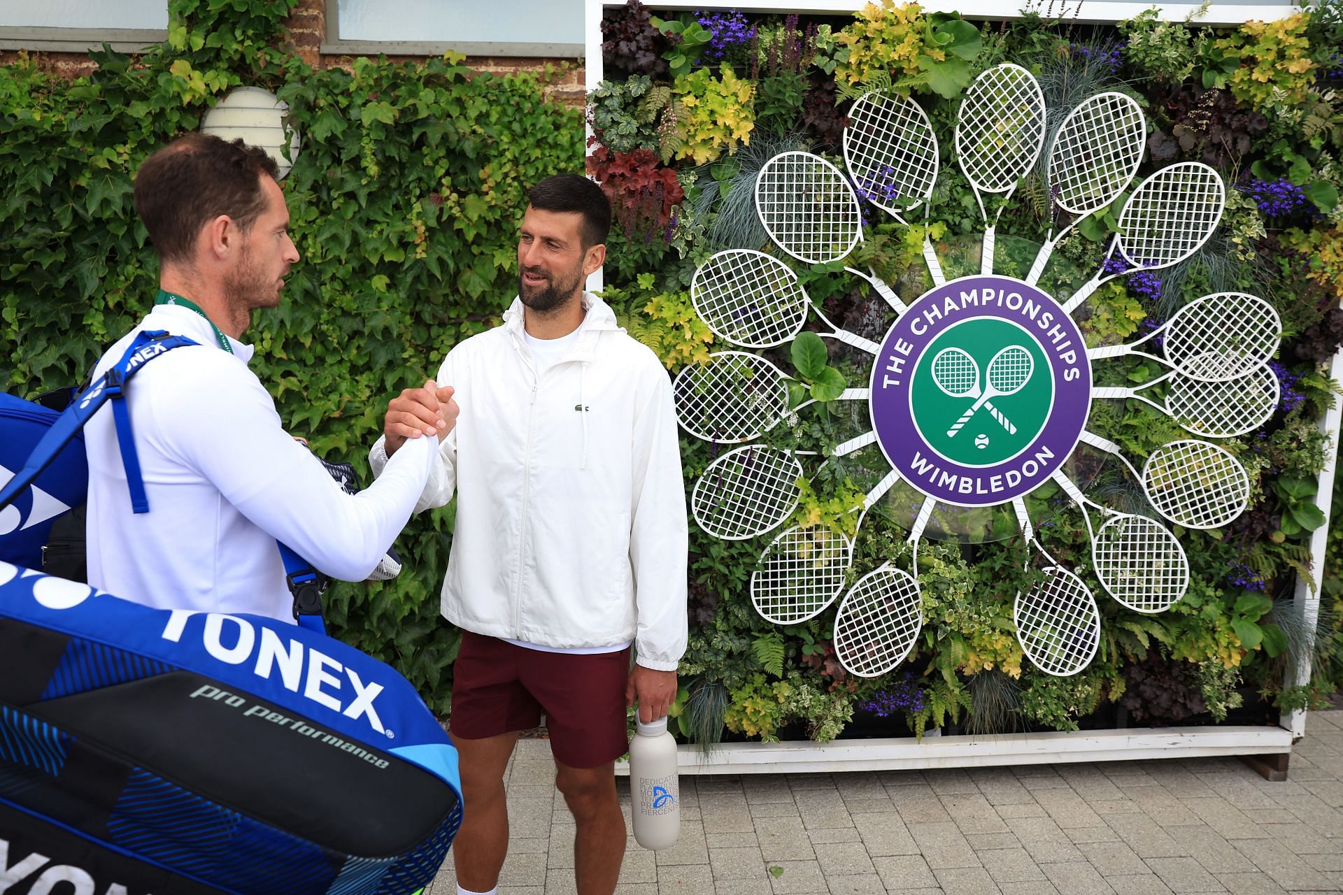 Novak Djokovic and Andy Murray (L) at The Championships - Wimbledon 2024 (Image: Getty)