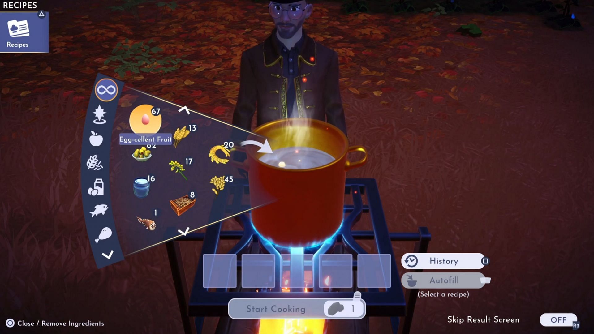 Put all four ingredients into a cooking pot to make Nutmeg Cookies (Image via Gameloft, Greymane Gaming/YouTube)