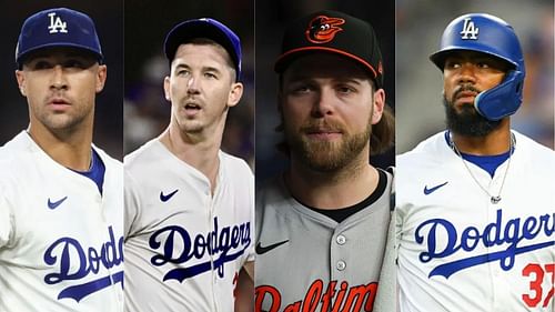 (Left to Right) Jack Flaherty, Walker Buehler, Corbin Burnes and Teoscar Hernandez (Images from - Getty)